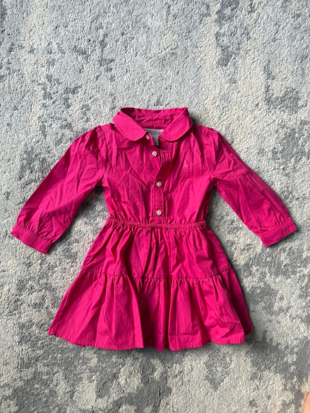 Polo Ralph Lauren Baby Girl's Tiered Cotton Shirtdress, hot pink, 9 months